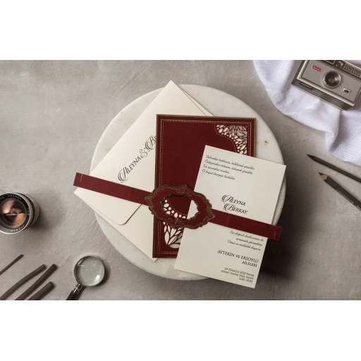 Lüks Modern Davetiye Modeli İklim Wedding Davetiye 8392