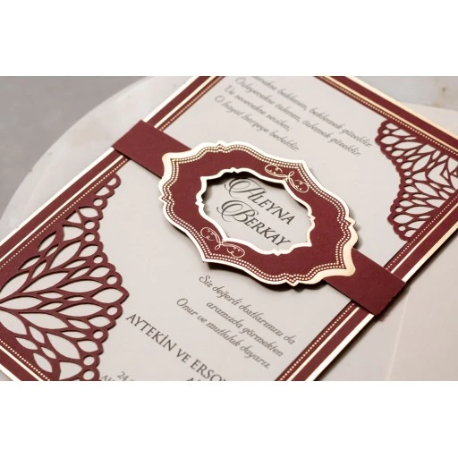 Lüks Modern Davetiye Modeli İklim Wedding Davetiye 8392