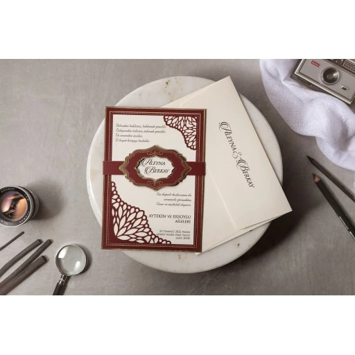 Lüks Modern Davetiye Modeli İklim Wedding Davetiye 8392
