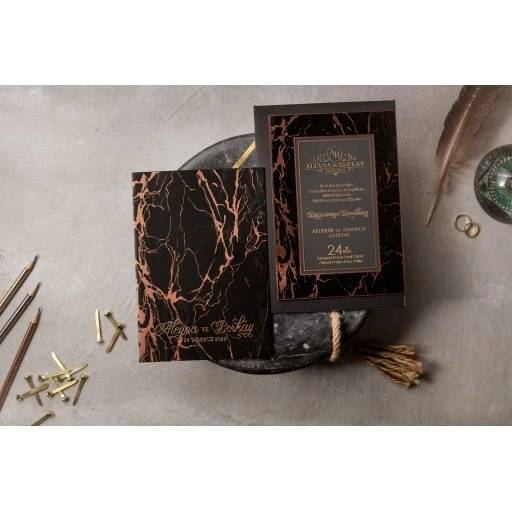 Lüks Modern Davetiye Modeli İklim Wedding Davetiye 8397