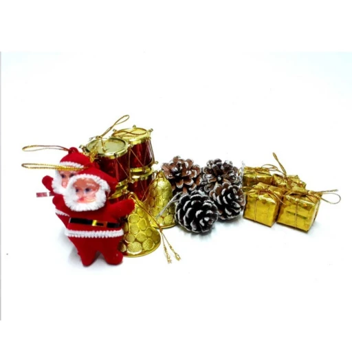 16 Lı Süs Seti Karışık Yılbaşı Ağaç Süsü Noel Babalı