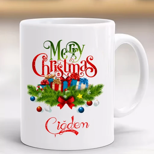 Yeni Yıl Mutlu Yıllar Yılbaşı Baskılı Kupa, Porselen Ve Kulplu Bardak, Mery Chrismas