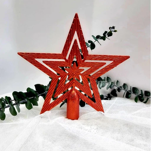 Yıldız Yılbaşı Ağacı Tepelik Kırmızı