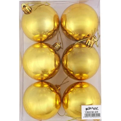 6 Lı 6 cm Cici Top Yılbaşı Ağaç Süsü Altın