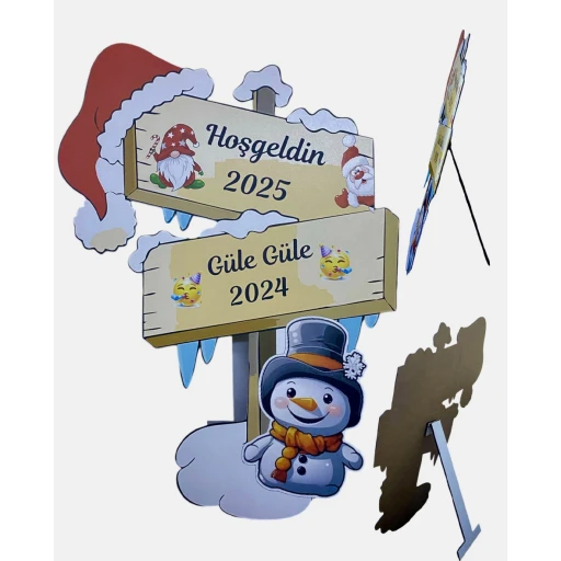 Büyük Ayaklı Hoşgeldin 2026 Dekorlu Yılbaşı Panosu