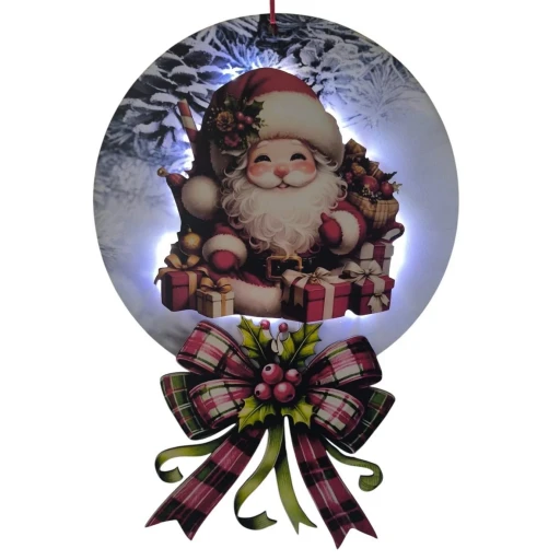 Led Işıklı Noel Babalı Yılbaşı Kapı Süsü