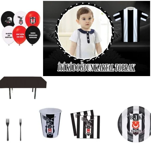 Afiş Hediyeli Beşiktaş Doğum Günü Parti Seti Hdts125 8 Kişilik