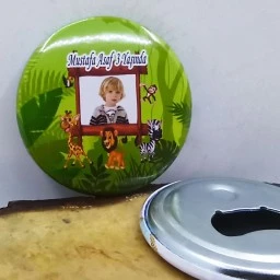 Sevimli Hayvanlar Safari Doğum Günü Partisi Baskılı Resimli Metal Magnet Açacak 58 mm Doğum Günü Hediyesi