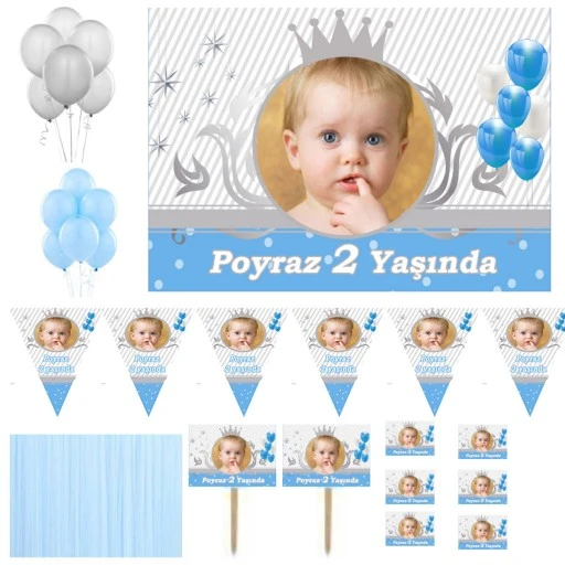 Prens Kral Doğum Günü Süsleme Ve Magmet Seti Gümüş Hdts116