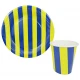 Bardak Karton Çizgili Sarı Lacivert 8 Oz 8'lı