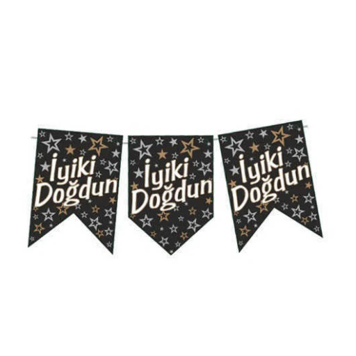 Flama İyiki Doğdun Kırlangıç Bayrak Siyah