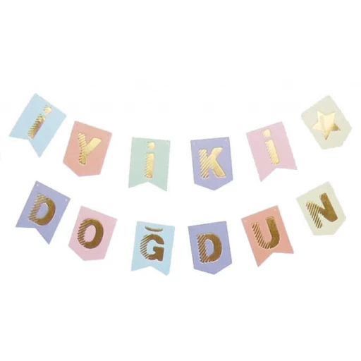 Flama İyiki Doğdun Makaron Rengarenk