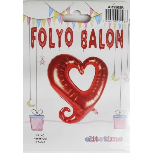 Folyo Balon Kalp Ortası Boş Kırmızı 18 inç P1