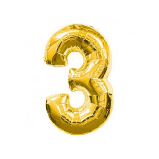 Folyo Balon Rakam 3 Altın 16 inç(40cm)