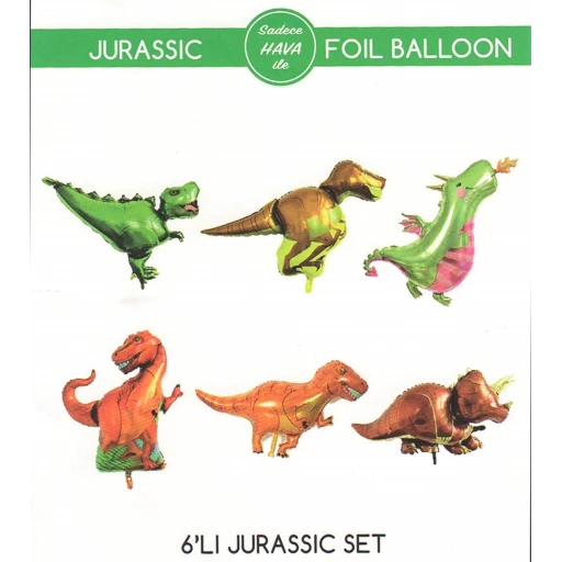 Dinazorlar Jurassic Folyo Balon Set 6'lı 20cm