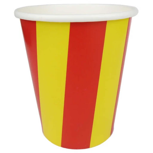 Bardak Karton Çizgili Sarı Kırmızı 8 Oz 8'lı