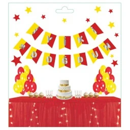 Flama İyiki Doğdun Çizgili Sarı Kırmızı