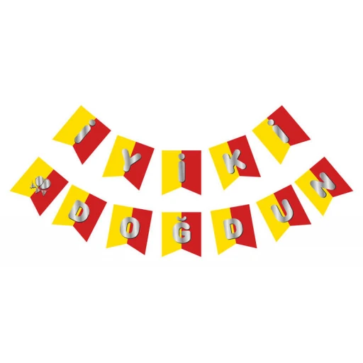 Flama İyiki Doğdun Çizgili Sarı Kırmızı