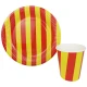Tabak Karton Çizgili Sarı Kırmızı 23 cm 8'lı