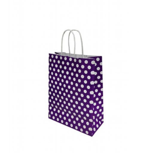 Çanta Kraft Küçük Boy Mor Puantiye 19x24 P25