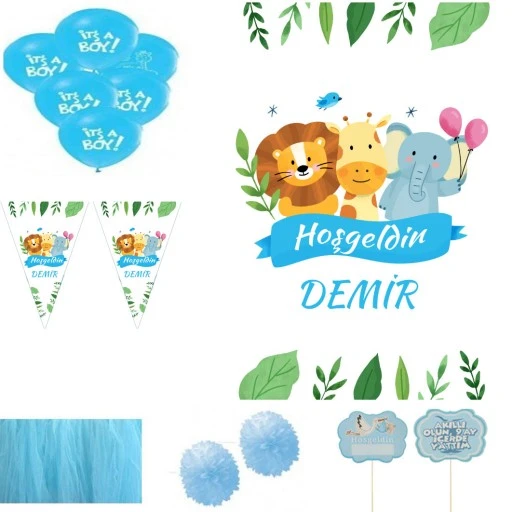 Bebek Hastane Odası Süsü Hediyelik Seti Erkek Bebek Odası Süsleri Sevimli Hayvancıklar Temalı Konsept