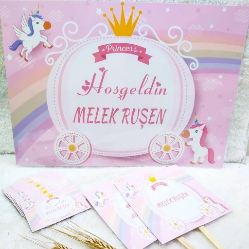 İsimli Hastane Odası Süsleme Seti Pembe