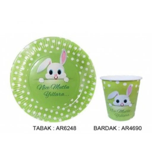 Bardak Karton Tavşan Resimli 8oz 8'lı