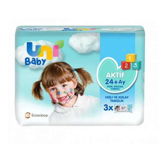 Uni Baby Aktif Bebek 3 Lü Islak Mendil 24+ Ay 3x52 Adet