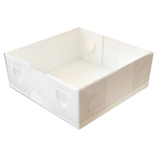 Kutu Naturel Beyaz Kağıt Ve Asetat 9x9x3 cm 50'li
