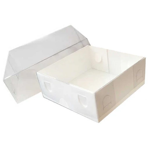 Kutu Naturel Beyaz Kağıt Ve Asetat 9x9x3 cm 50'li