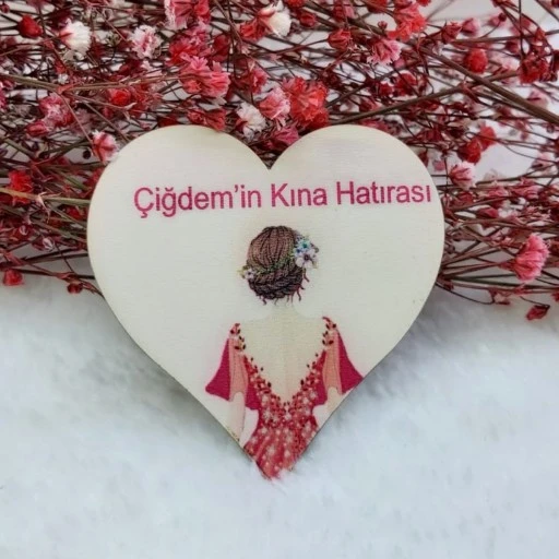 Kına Gecesi Ahşap Magnet Uv Baskı Kına Hediyeliği Ekonomik