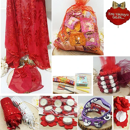 179 Parça Kına Gecesi Seti, Kına Malzemeleri Süsleme Seti