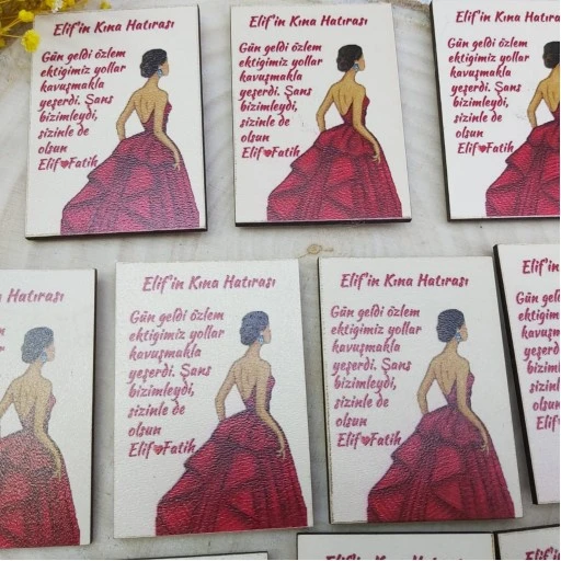 Ahşap Nikah Buzdolabı Magnet Kına Gecesi Hediyelikleri