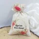 Kişiye Özel Baskılı Kirmzi Çiçekli Keten Kese Kına Hediyesi