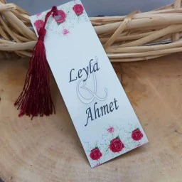 Kişiye Özel Baskılı Kitap Ayracı Püsküllü Kına Hediyesi, Kına Hatırası