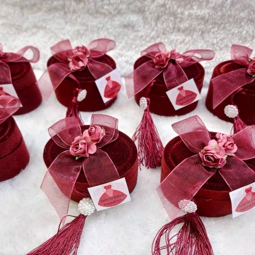 Bordo Flok Kutu Kına Gecesi Hediyelik