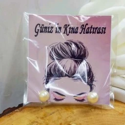 İnci Küpe Kişiye Özel Baskılı Söz Nişan Nikah Kına Hediyesi, 
