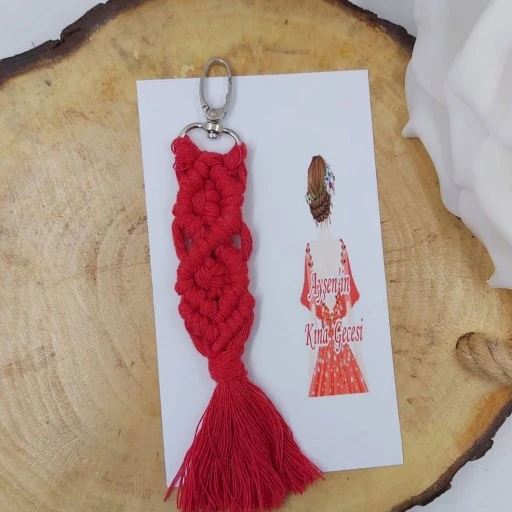 Makrome Anahtarlık Altında Kağıtlı Kına Gecesi Hediyesi