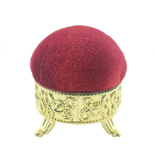 Dekoratif Puf İğnelik Kadife Bordo İğnedanlık İğnelik Ayaklı