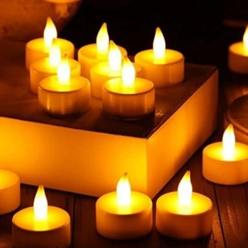 Ledli Mum Tealight Işıklı Dumansız Sarı Alevli Led Mum Pilli X