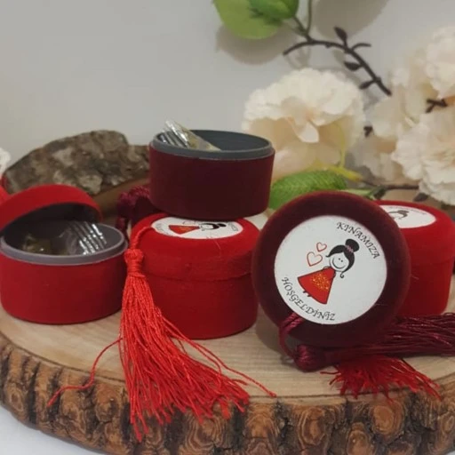 Püsküllü Flok Kutu Kına Malzemesi Kına Gecesi Malzemesi