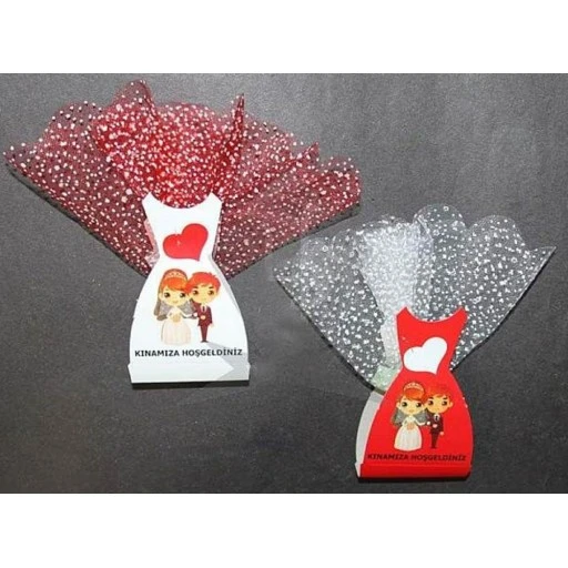 Tüllü Kınamıza Hoşgeldiniz Kına Kutusu 50 Adet