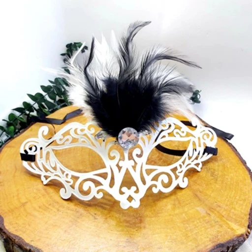 Tüylü Maske Kına Aksesuarı Maske Beyaz