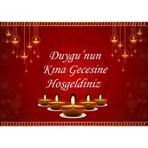 Kına Gecesi Mum Desenli Afiş Arka Plan Fon 