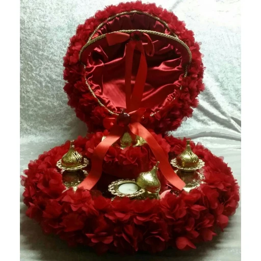 Lazer Çiçekli Lüks Kına Sepet Ve Tepsi