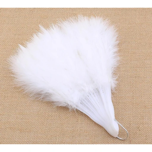 Tüylü Gelin Yelpazesi Beyaz Tekli
