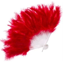 Tüylü Yelpaze Kına Yelpazesi Kırmızı 27 cm * 37 cm