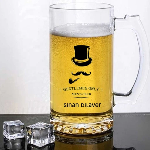 Kişiye Özel Bira Bardağı Baskılı Gentilmen Club
