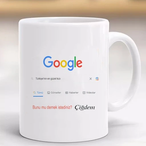 Google Tasarımlı Tükiyenin En Güzel Kızı Porselen Ve Kulplu Bardak, Hediyelik Kupa Kişiye Özel