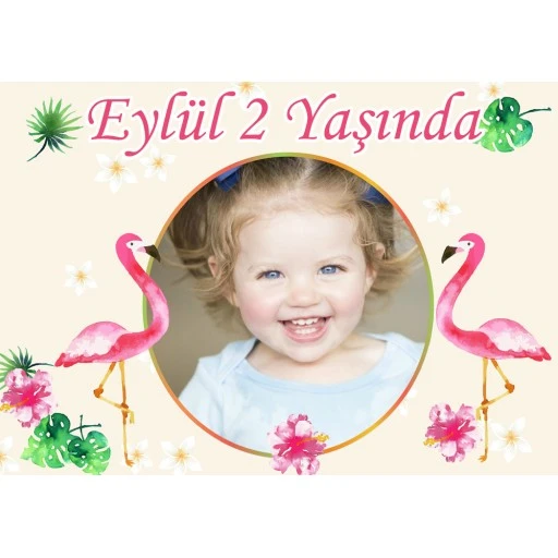 Flamingo Doğum Günü Afiş Fotoğraflı Hdts163
